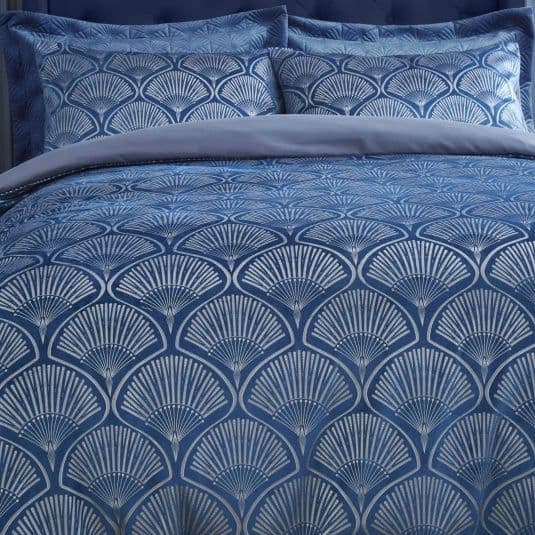 Catherine Lansfield Art Deco Pearl Quilt Set Navy