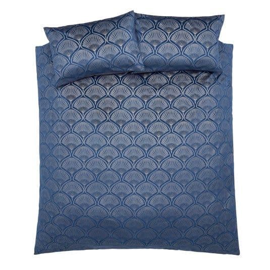 Catherine Lansfield Art Deco Pearl Quilt Set Navy