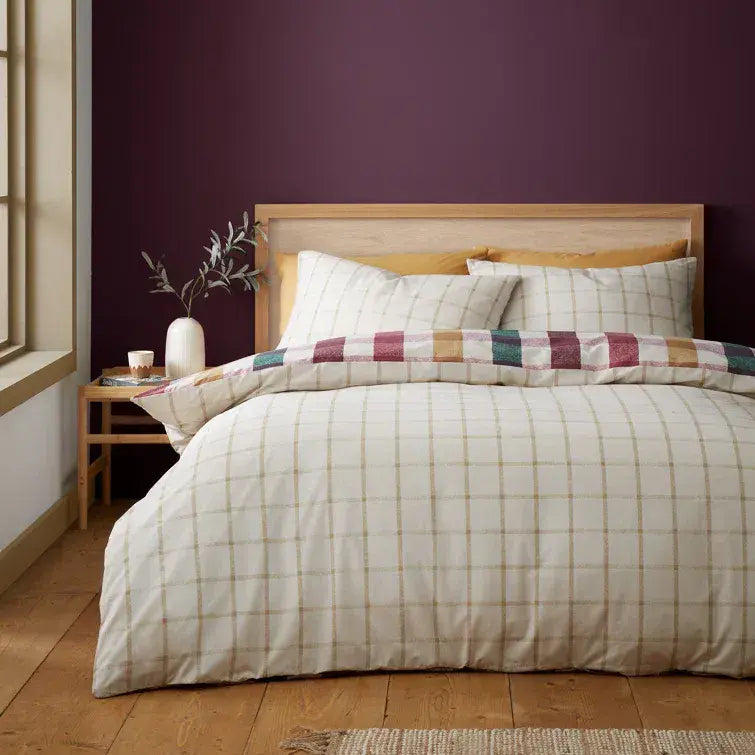 Catherine  Lansfield Autumn Check Quilt Set  | Plum
