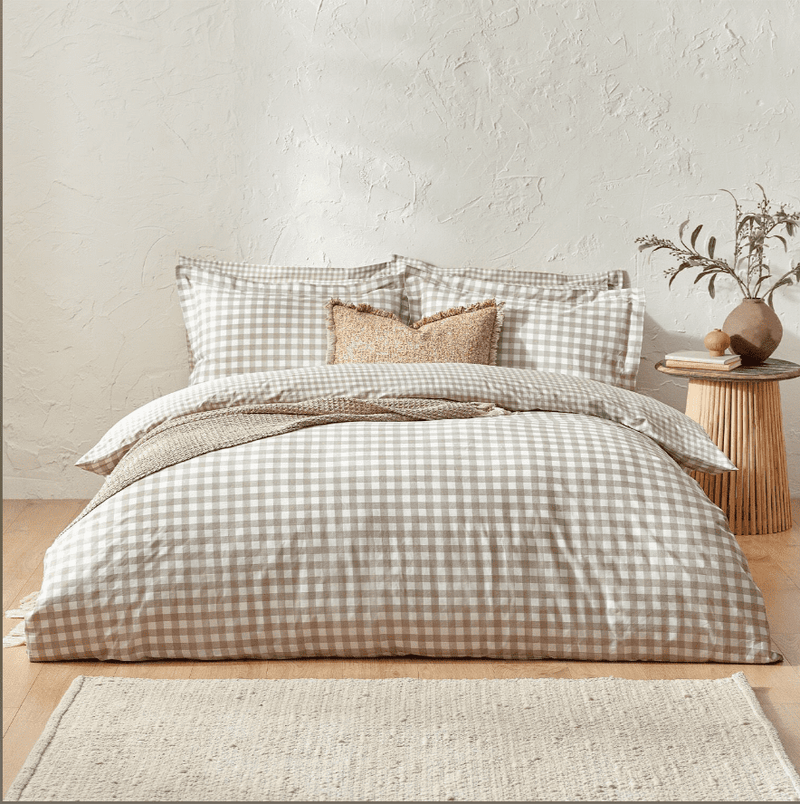 Catherine Lansfield Bamford Gingham Quilt Set | Natural
