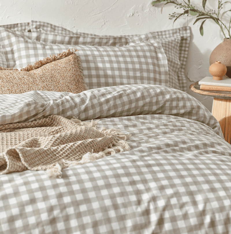 Catherine Lansfield Bamford Gingham Quilt Set | Natural