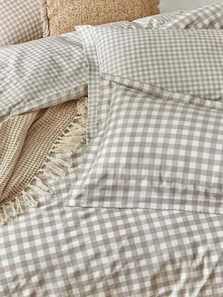 Catherine Lansfield Bamford Gingham Quilt Set | Natural