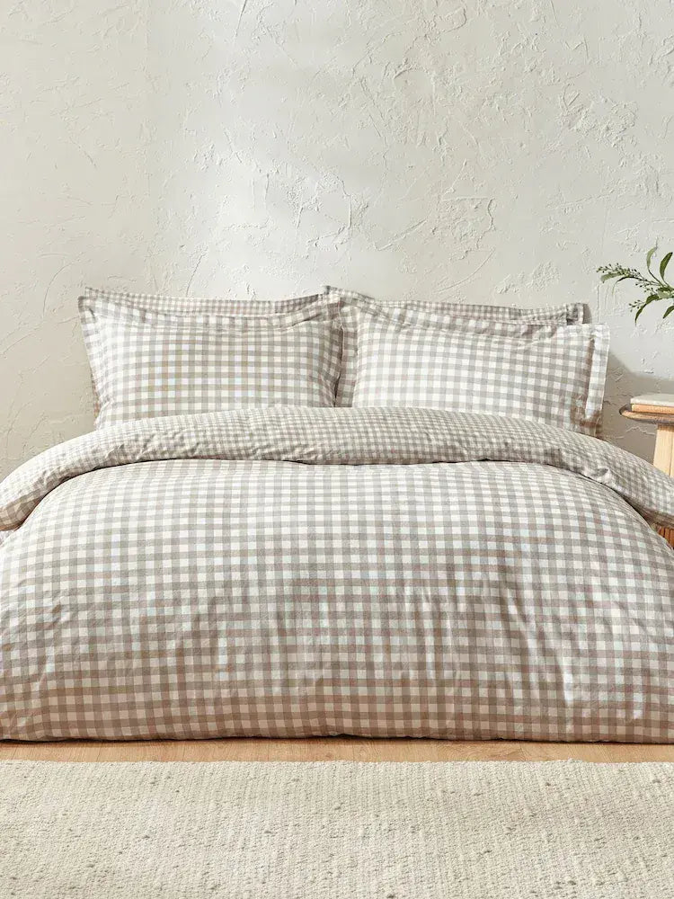 Catherine Lansfield Bamford Gingham Quilt Set | Natural