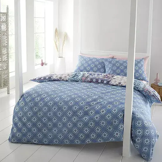Catherine Lansfield  Boho Patchwork Quilt Set Blue