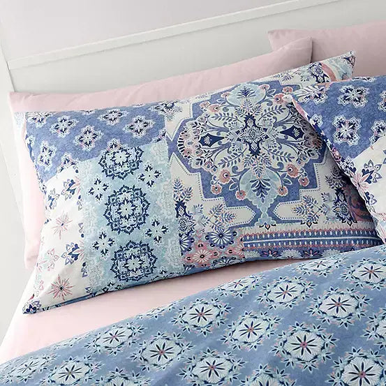 Catherine Lansfield  Boho Patchwork Quilt Set Blue