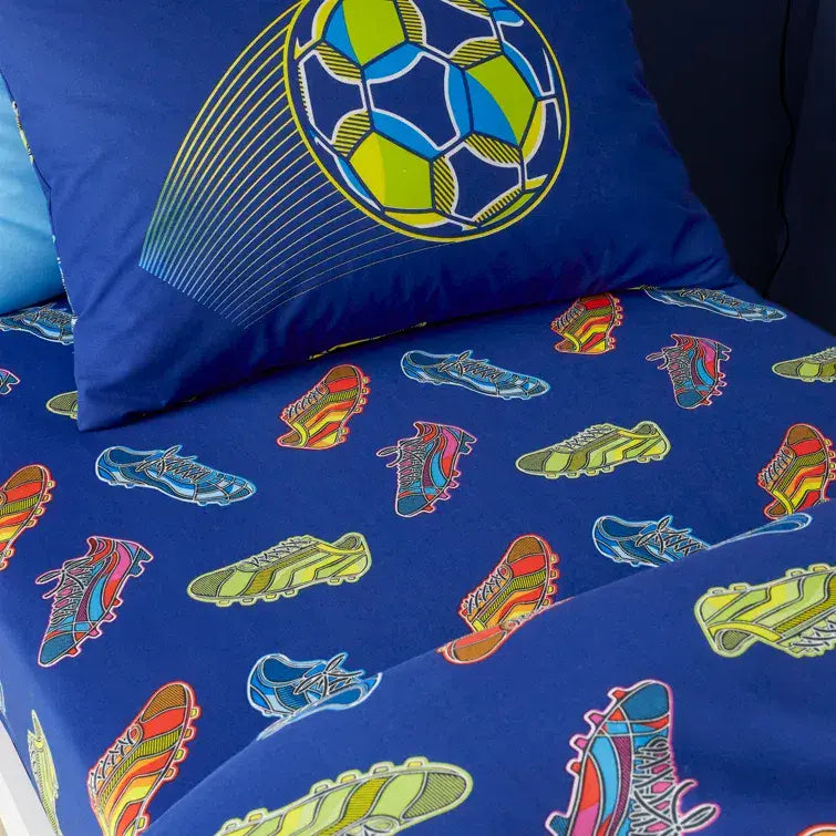 Catherine Lansfield Bright Foot Ball Fitted Sheet| Navy