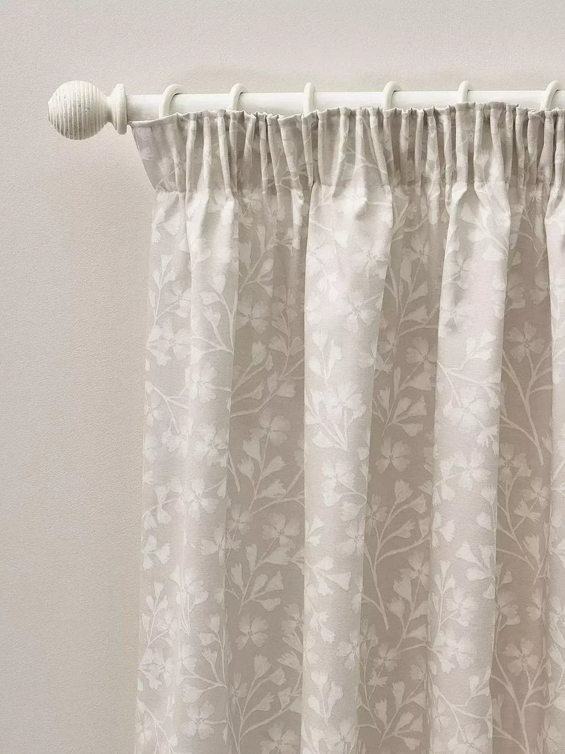 Catherine Lansfield Brooke Floral Pencil Pleat Curtains | Natural