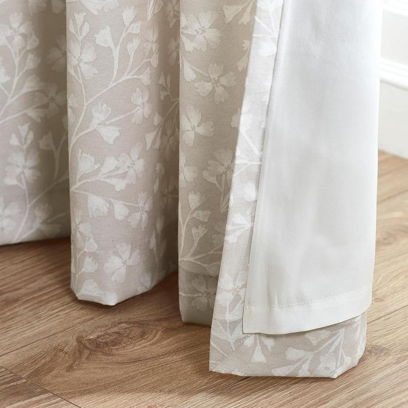 Catherine Lansfield Brooke Floral Pencil Pleat Curtains | Natural