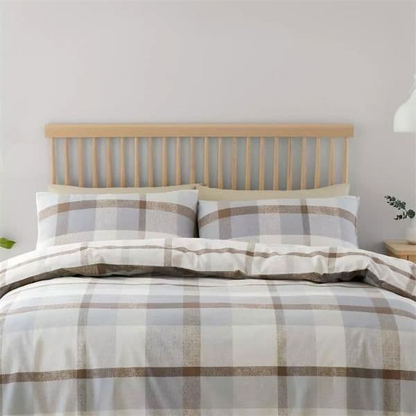 Catherine Lansfield Brushed Check Quilt Set | Natural