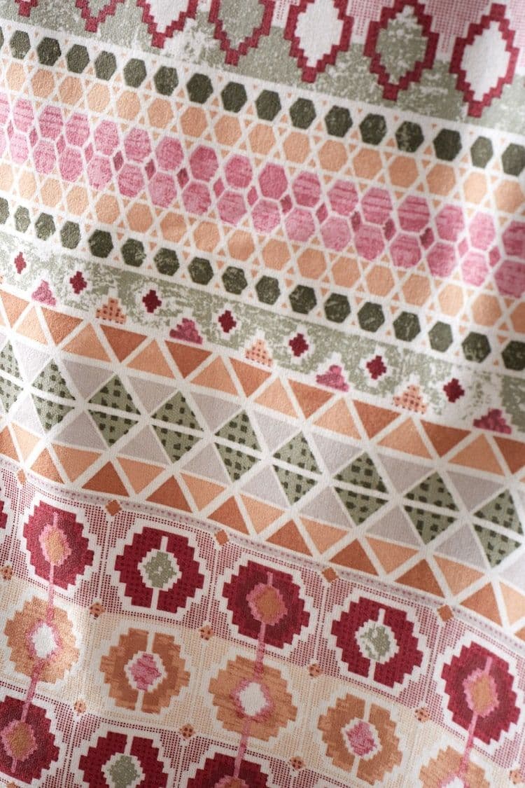 Catherine Lansfield  Brushed Fairisle Quilt  | Red