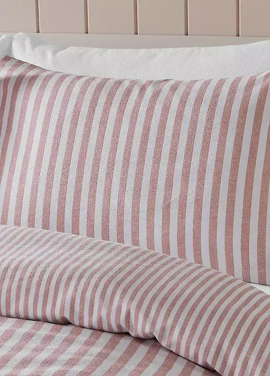 Catherine Lansfield Brushed Stripe Quilt Set | Blush