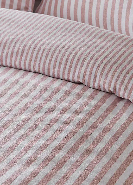 Catherine Lansfield Brushed Stripe Quilt Set | Blush
