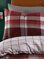 Catherine Lansfield  Check Reversible Brushed Duvet Cover Set in Red