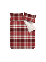 Catherine Lansfield  Check Reversible Brushed Duvet Cover Set in Red