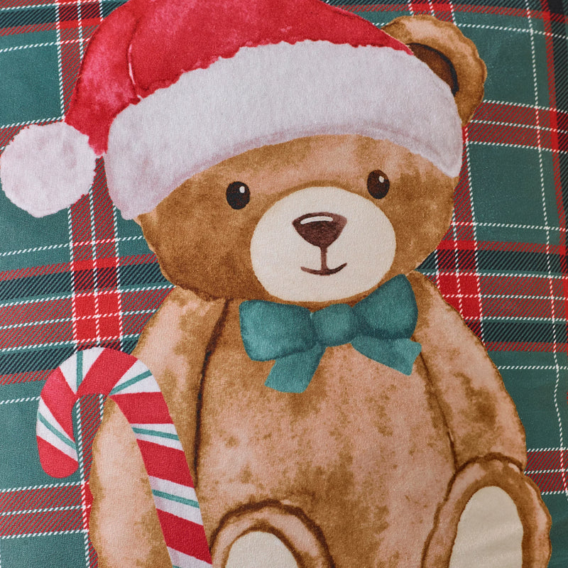 Catherine Lansfield Filled Tartan Teddy Bear Cushion| Green 385736