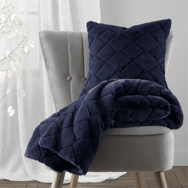 Catherine Lansfield Cosy Diamond Filled Cushion Navy