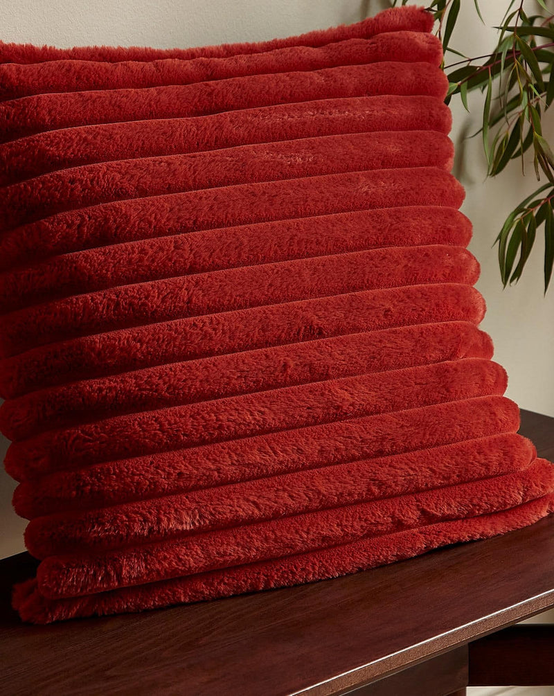 Catherine Lansfield Cosy Ribbed Filled Cushion | Burnt Orange