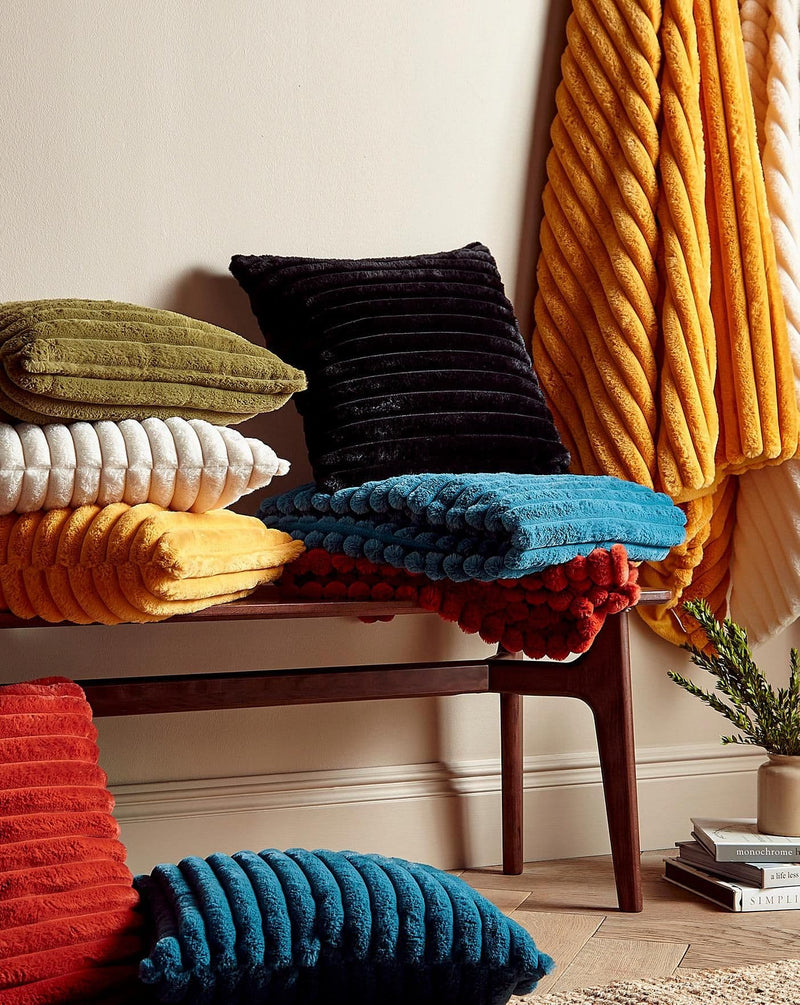 Catherine Lansfield Cosy Ribbed Filled  Cushion | Teal