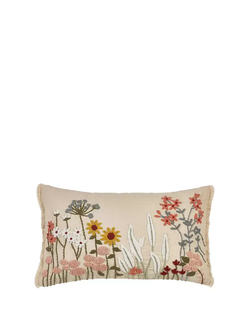 Catherine Lansfield Country Side Floral 30x50cm Boudoir Cushion | Natural