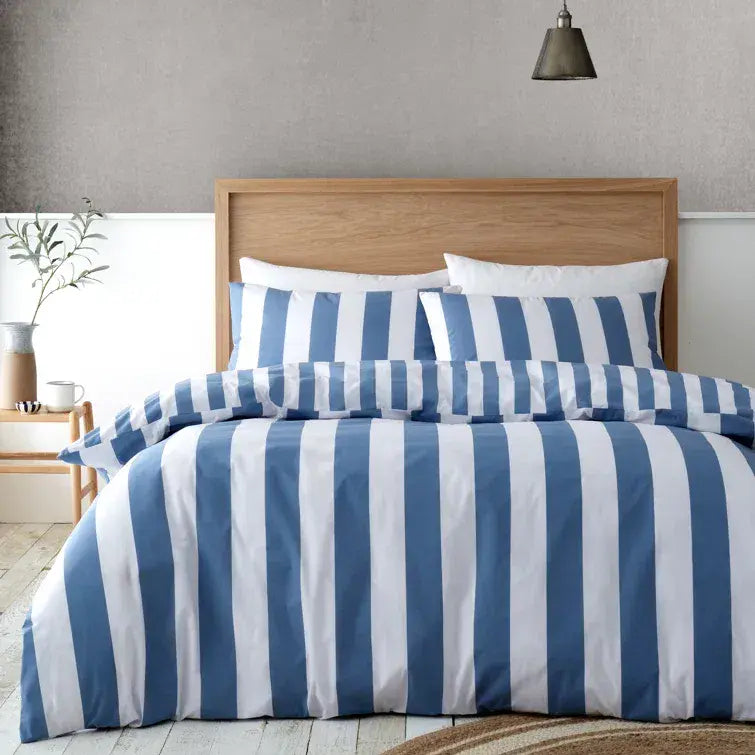 Catherine Lansfield Cove Stripe Quilt Set  | Blue