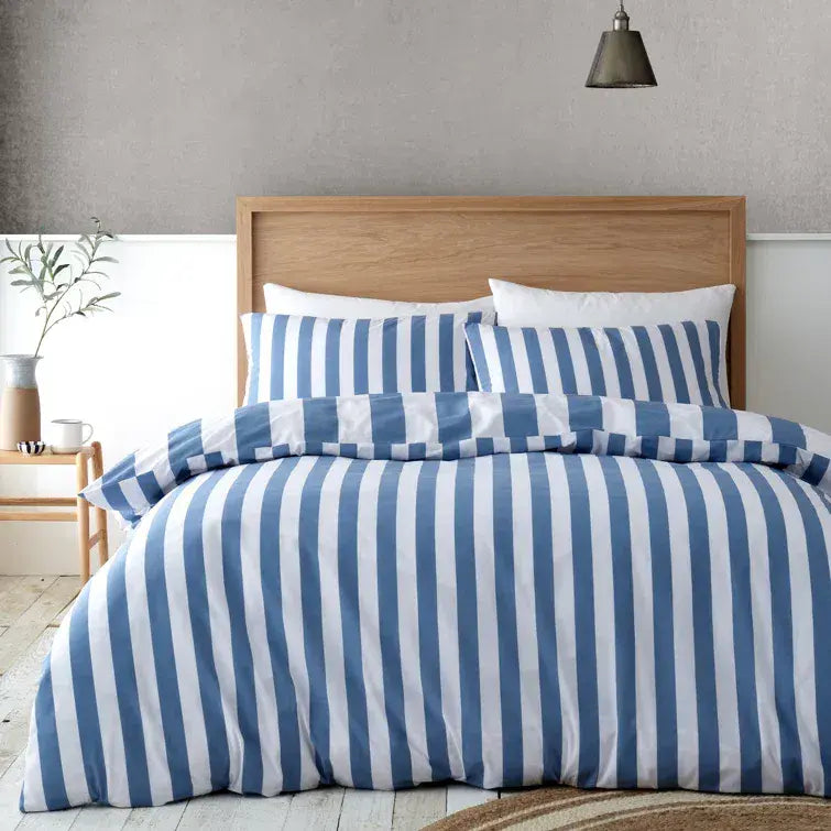 Catherine Lansfield Cove Stripe Quilt Set  | Blue
