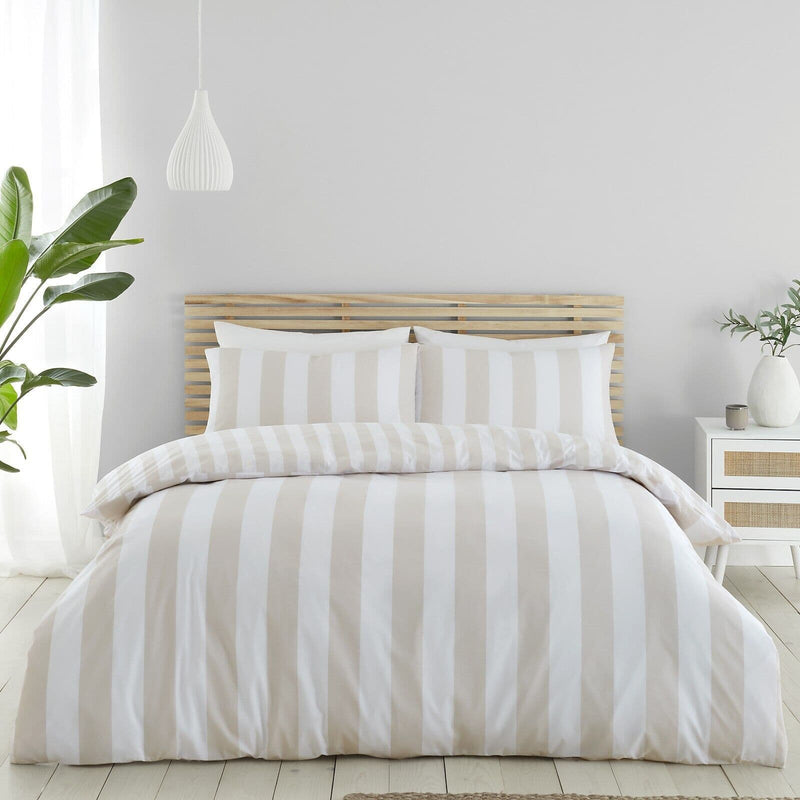 Catherine Lansfield Cove Stripe Quilt Set  | Natural