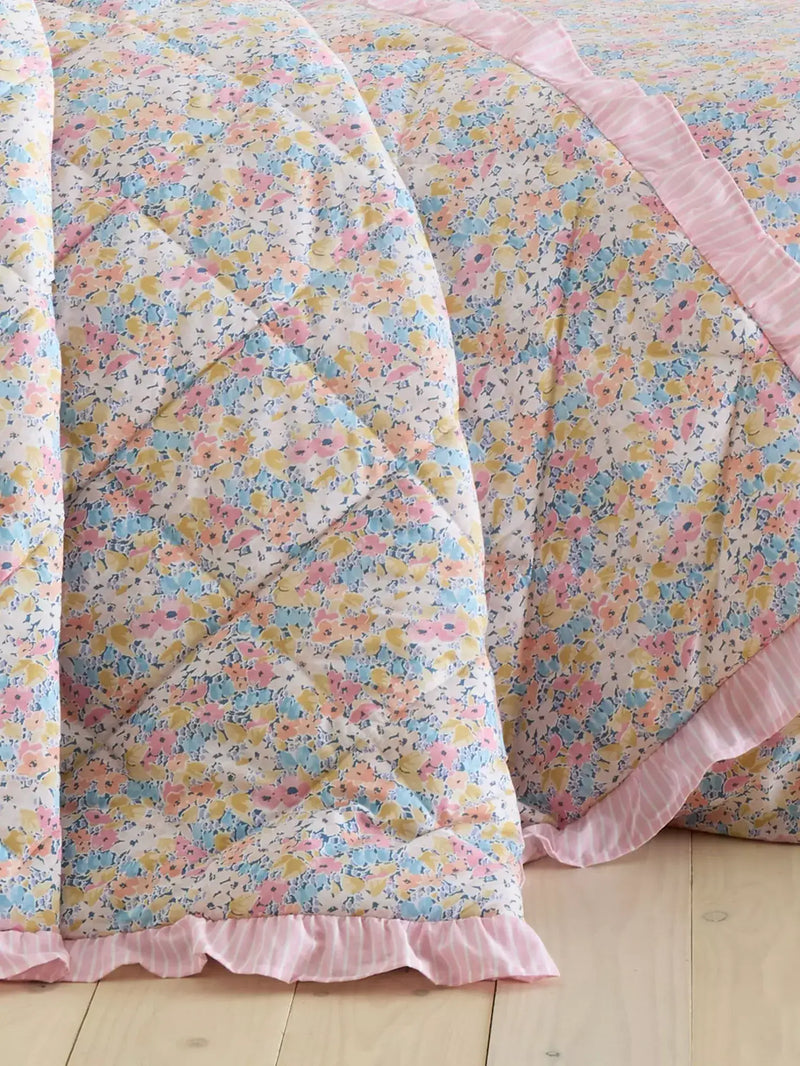 Catherine Lansfield Darcy Floral Bedspread | Pink
