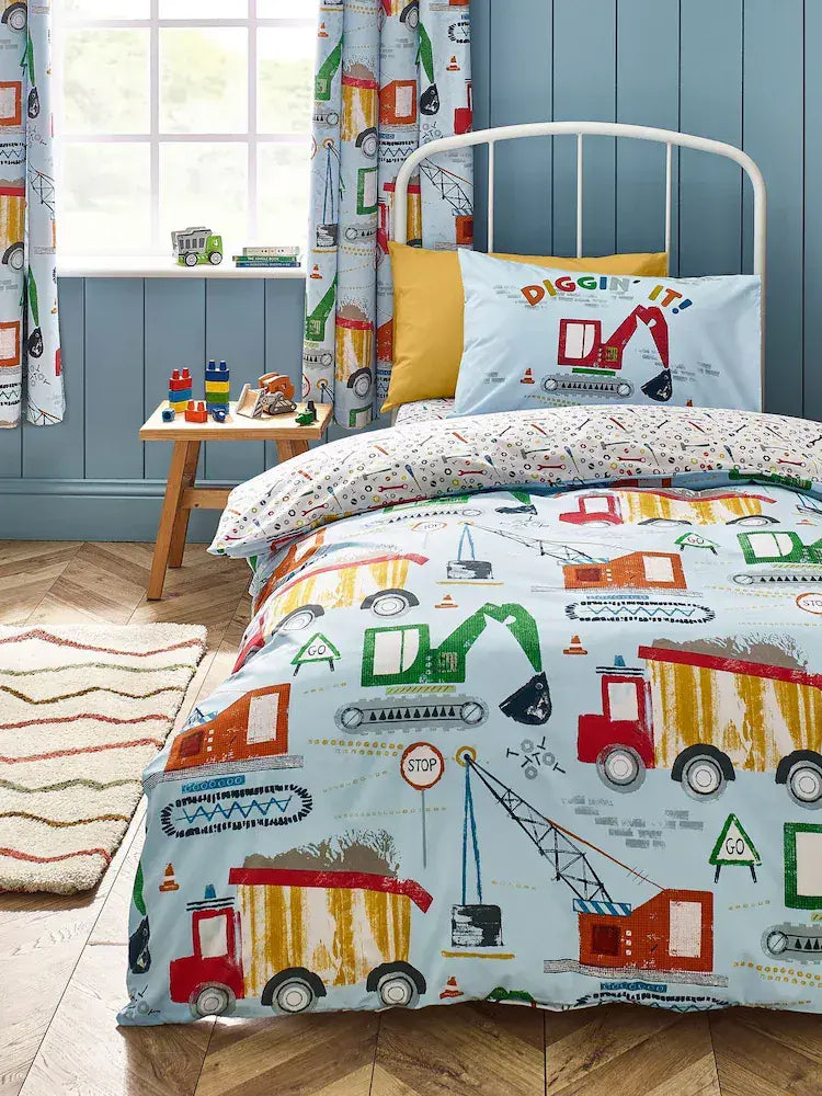 Catherine Lansfield Diggers Dreams Quilt Set| Blue