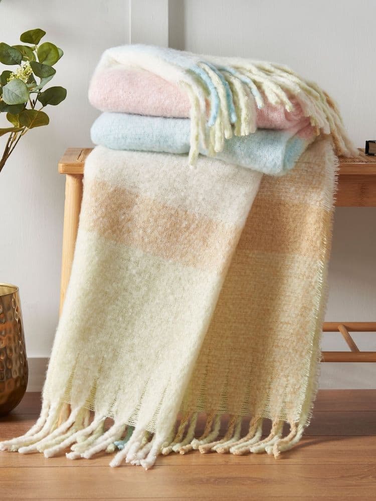 Catherine Lansfield Faux Mohair Throw | Check