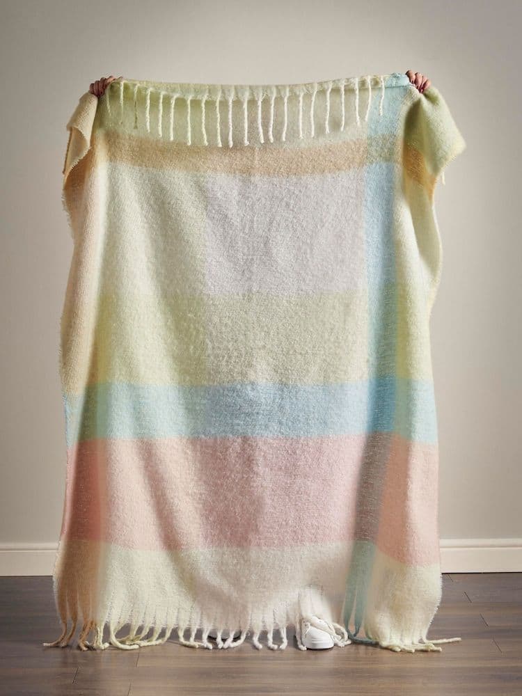 Catherine Lansfield Faux Mohair Throw | Check