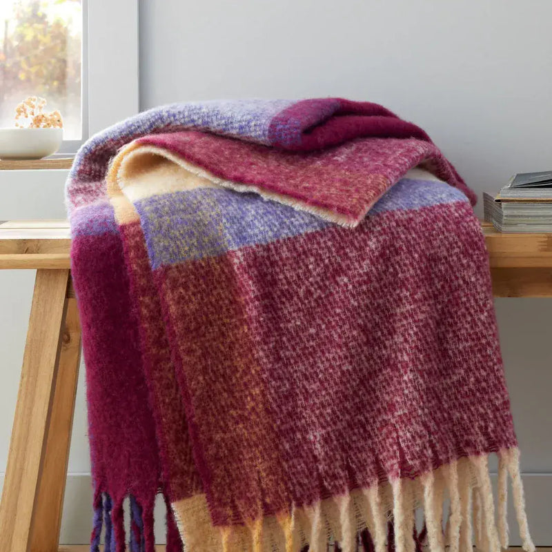 Catherine Lansfield Faux Mothair Throw   130x170cm | Plum
