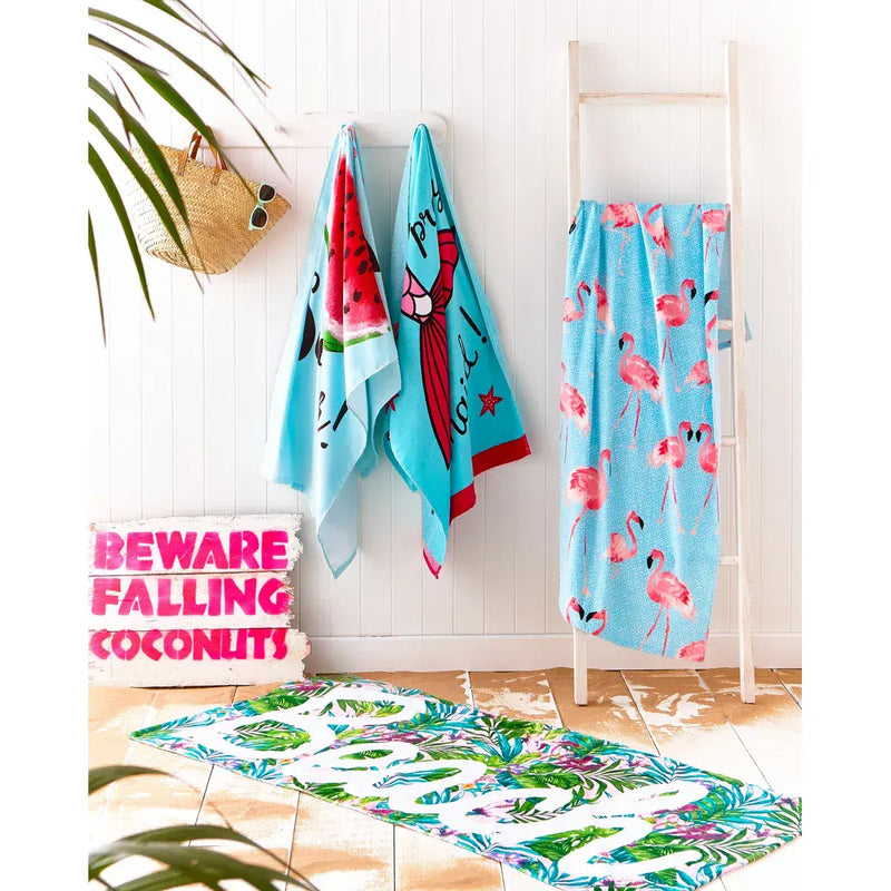Catherine Lansfield Flamingo Beach Towel  | Pink
