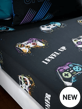 Catherine Lansfield Game Over Fitted Sheet Black