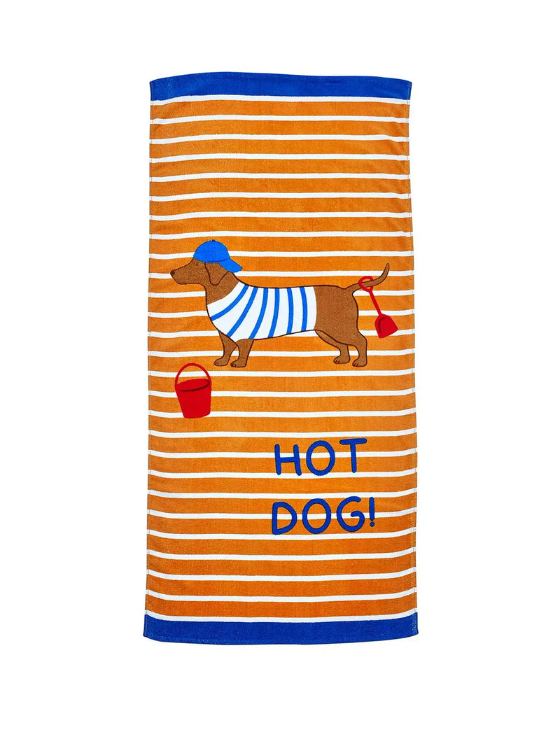 Catherine Lansfield Hot Dog Beach Towel 76 x 160 cm | Orange