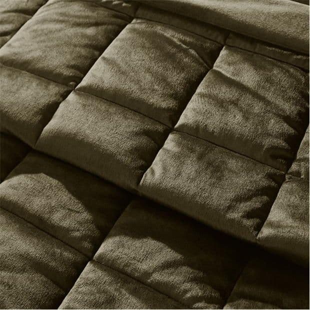 Catherine Lansfield  Kingsley Matt Velvet Bedspread |Olive