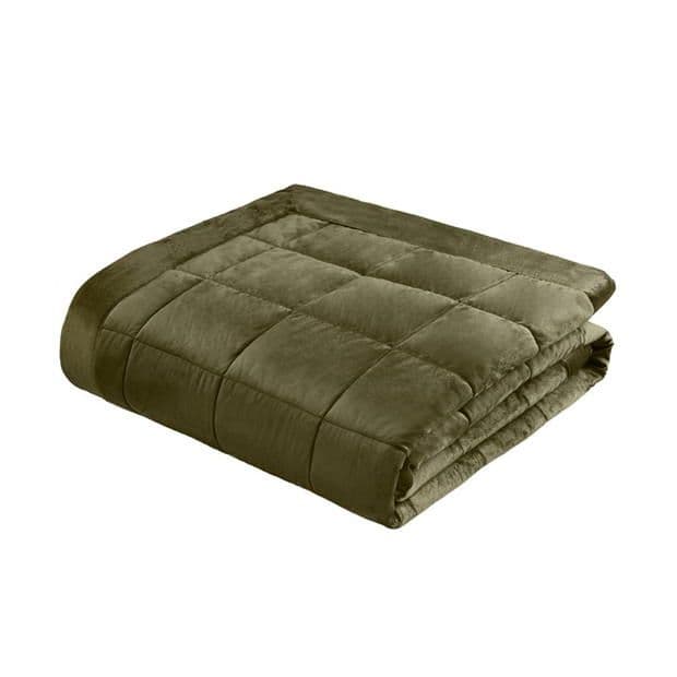 Catherine Lansfield  Kingsley Matt Velvet Bedspread |Olive