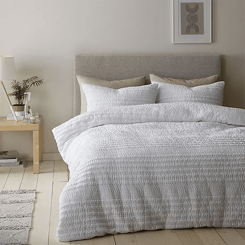 Catherine Lansfield Lennon Stripe White Duvet Cover Set