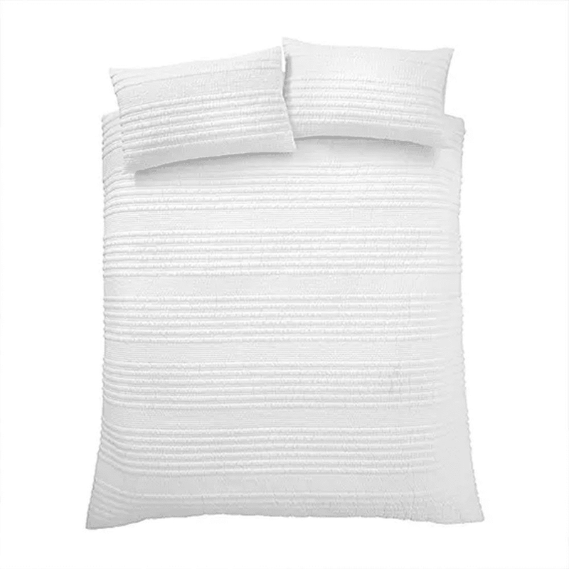 Catherine Lansfield Lennon Stripe White Duvet Cover Set