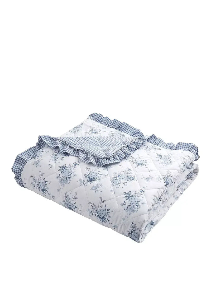 Catherine Lansfield Lucie Floral Bedspread 220x230 cm  | Blue