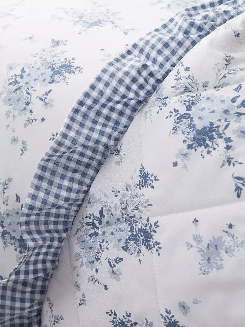 Catherine Lansfield Lucie Floral Bedspread 220x230 cm  | Blue