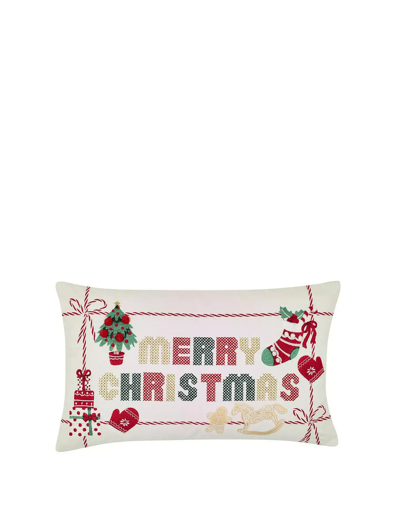 Catherine Lansfield  Merry Christmas Filled Cuahion | Natural