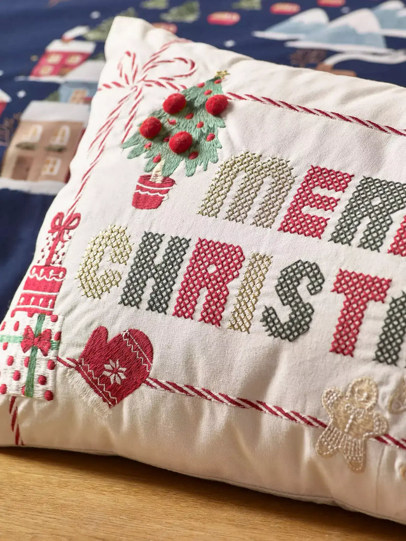 Catherine Lansfield  Merry Christmas Filled Cuahion | Natural