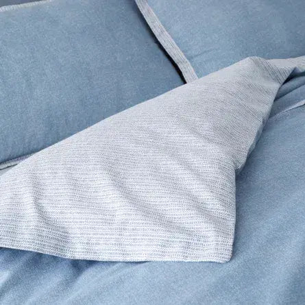 Catherine Lansfield Oslo Textured Trim Quilt Set  | Denim