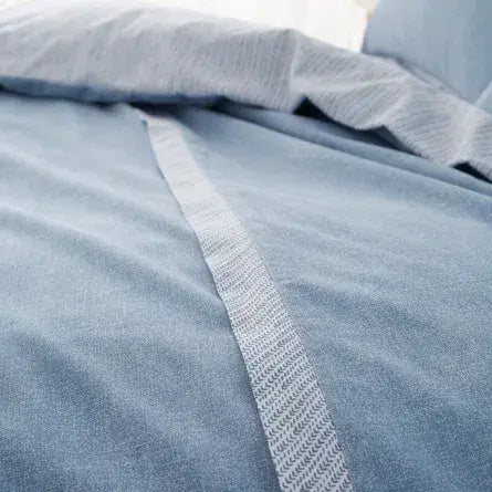 Catherine Lansfield Oslo Textured Trim Quilt Set  | Denim