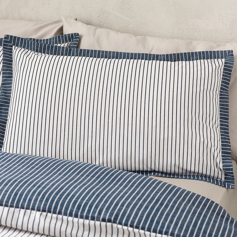 Catherine Lansfield Oxford Pinstripe Quilt Set| Navy