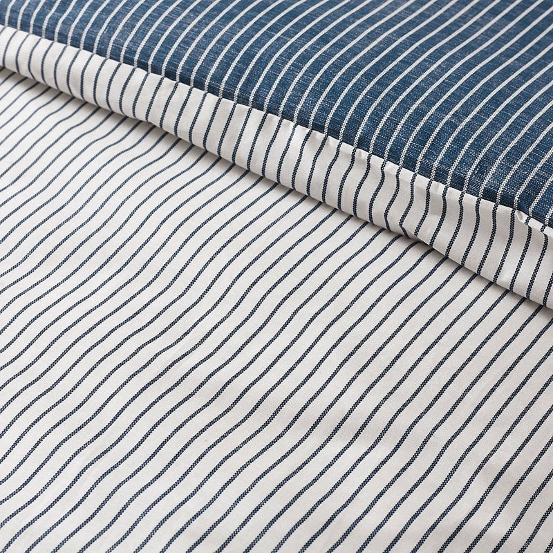 Catherine Lansfield Oxford Pinstripe Quilt Set| Navy