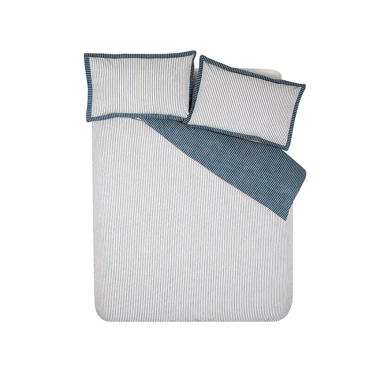 Catherine Lansfield Oxford Pinstripe Quilt Set| Navy