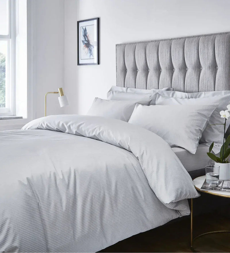 Catherine Lansfield Satin Stripe Quilt Set | Grey