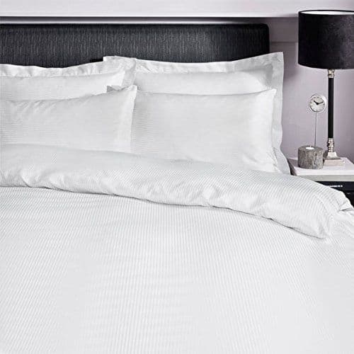 Catherine Lansfield Satin Stripe Quilt Set | White