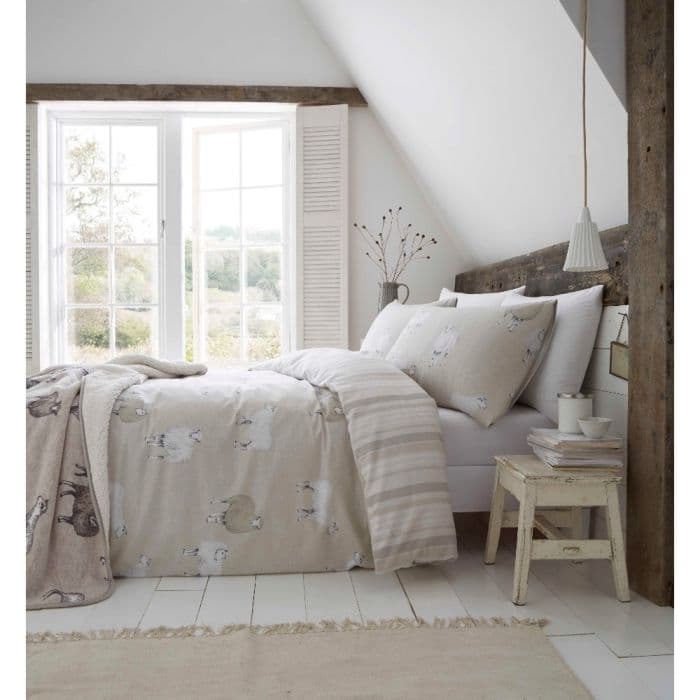 Catherine Lansfield Sheep Quilt Set Brushed| Natural
